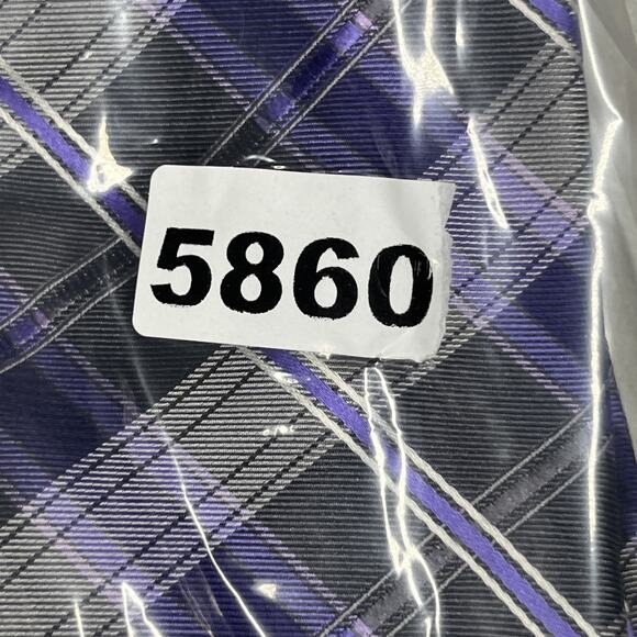 Pronto Uomo Couture Silk Tie Purple Gray Plaid Mens Handmade Necktie 3 1/4"X60" - Picture 9 of 9